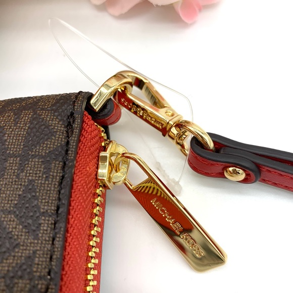Michael Kors Jet Set Travel LG Continental Wristlet - Brown / Flame - Picture 6 of 11